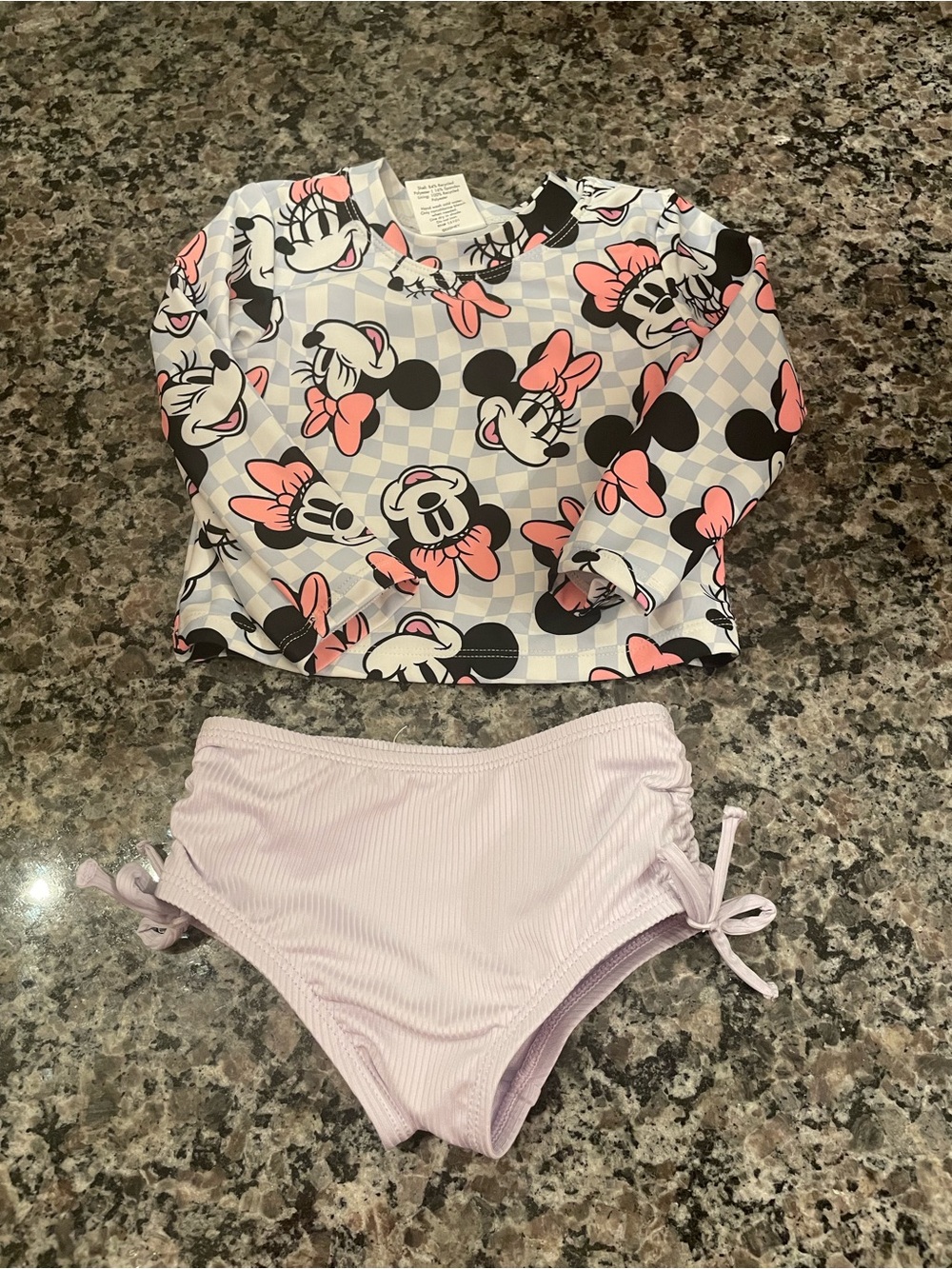 Disney BabyMinnie Mouse Long-Sleeve Rash Guard Swim Set - Light Pink